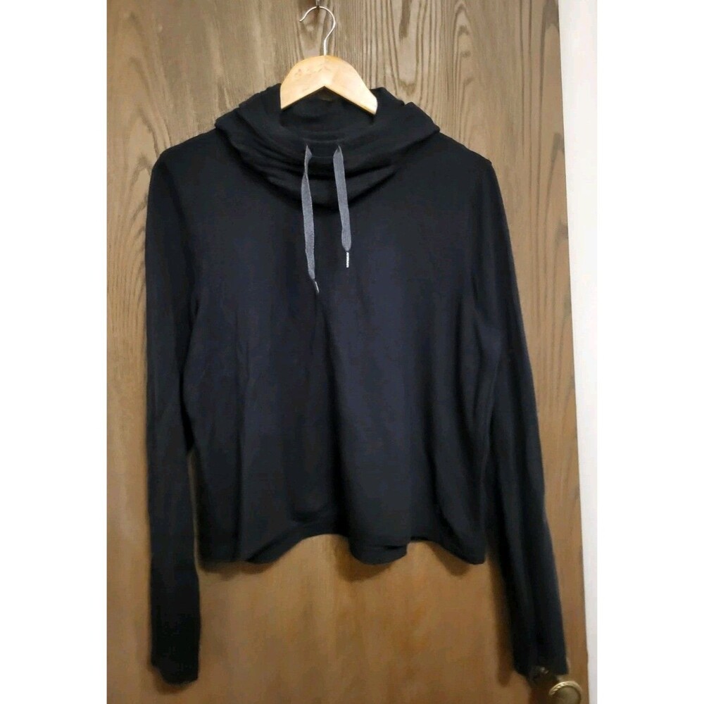 Under Armour Womens Funnel Neck Gray Loose Cropped Hooded Sweatshirt Size Large